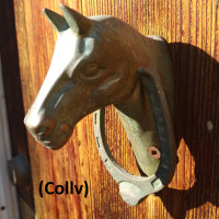 Antique Door Knocker - Horse Head And Shoe Knocker, Solid Brass