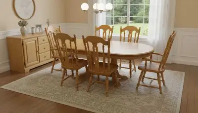 9 pc, Solid Maple Dining Set (Table, 2 leaves + 6 Chairs), View more