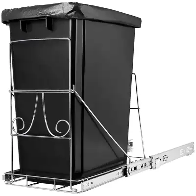 ITHWIU Pull Out Trash Can Under Cabinet for 7-11 Gallon, Adjustable Slide-Out Garbage Bin Kitchen, R...