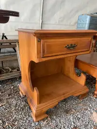 Antique hardwood end table