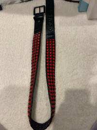 red and black studded belt