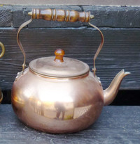 Vintage Copper Tea Pot or Coffee Kettle 7" diameter 7.5" tall