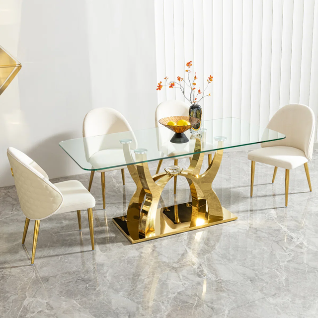 New Metallic Dining Table Set With Tempered Glass Top Clearance in Dining Tables & Sets in Sarnia - Image 4