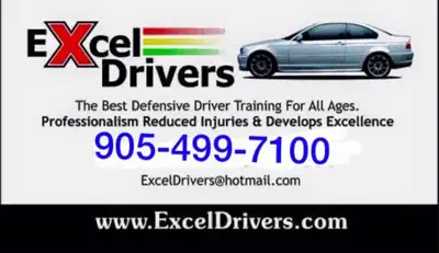 Excel Drivers (905) 499-7100 MINISTRY APPROVED BDE DRIVING SCHOOL INSTRUCTOR PROVIDE FULL COURSE AND...