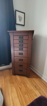 Mision Style Oak Jewelery Cabinet - with multi storage areas