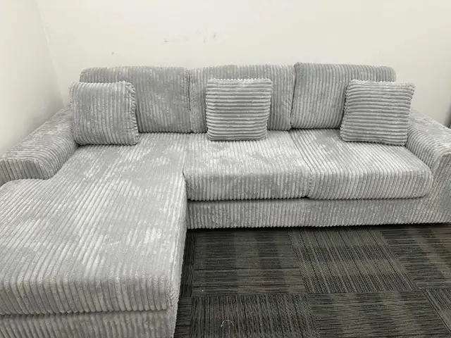 Sectional thick coudroy sofa with reversible chaise back in stoc in Couches & Futons in City of Montréal - Image 2