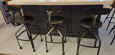 Metal swivel bar stools x3, View more