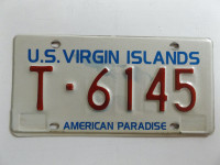 ORIGINAL RARE U.S. VIRGIN ISLANDS LICENSE PLATE T-6145