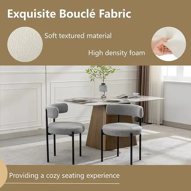 grey boucle dining chairs  in Chairs & Recliners in Markham / York Region - Image 11