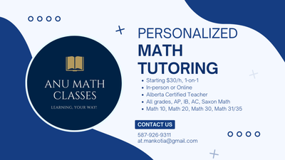 Math Tutor | Starting $30/h | 587-926-9311, View more