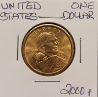 United States of America One Sacagawea Dollar Coin, year 2000.