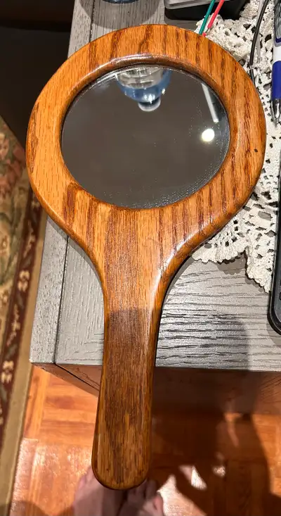 Vintage Oak Handheld Mirror, View more