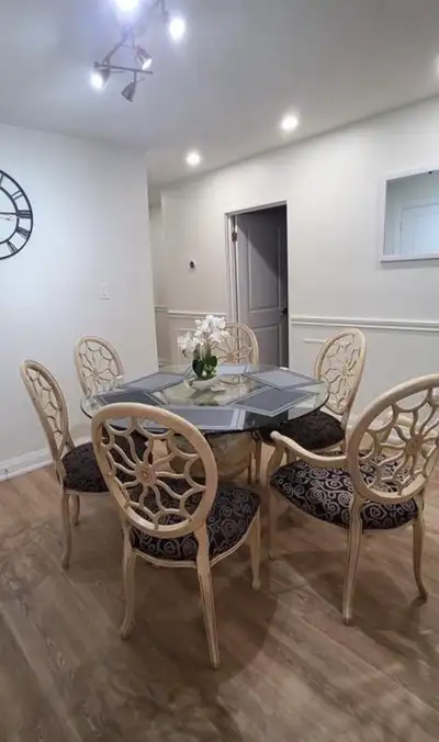 Round Glass Dining Table with 6 Chairs, View more