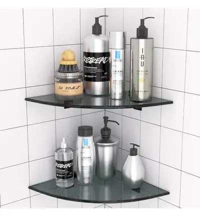 Bakzon 2-Pack Glass Shelf Shower Caddie, View more