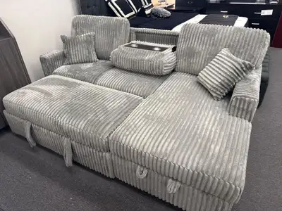 Grey Sofa Bed Now in 3 Seater Corduroy Material For Sale , View more