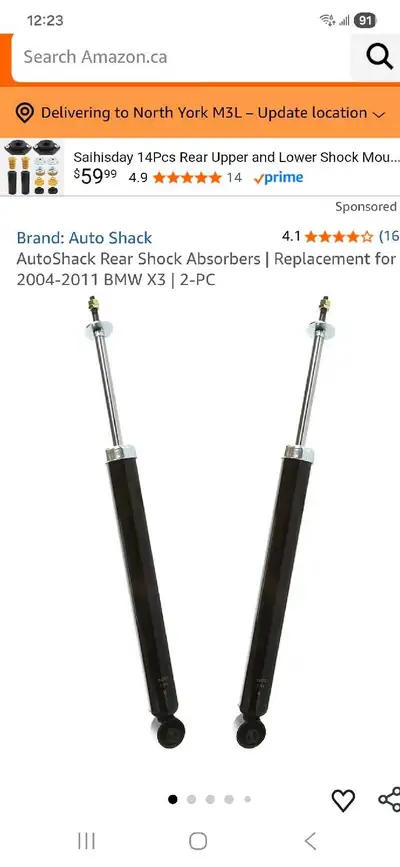 These are Auto Shack Rear Shock Absorbers, designed as a replacement for 2004-2011 BMW X3 models and...