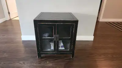 24"h x 22"d x 22"w Solid. In good shape. Originally from Urban Barn.