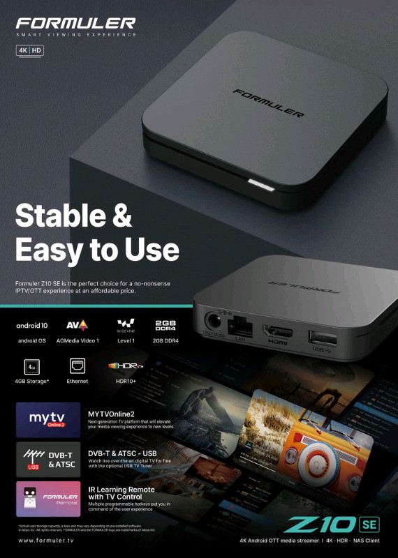 FORMULER Z10 SE NEW 2023 4K ANDROID BOX WI-FI IP 4K TV BOX PVR in General Electronics in Hamilton - Image 2