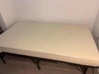 MOVING SALE - twin size mattress + bedframe, bookshelf, chair