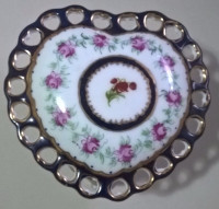 Vintage Rare Limoges Porcelain Heart Shaped Trinket Box