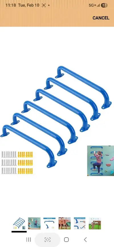 BiJun17 inch Metal Playground Handles, Monkey Bars Indoor Heavy Duty Ceiling Grab Bars for Indoor Ou...