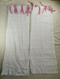 2 Pottery Barn Girls White and pink Bedroom Panel Curtains