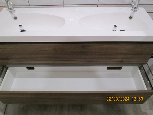 Bathroom Double Sink Wall Mount Vanity in Plumbing, Sinks, Toilets & Showers in Bridgewater - Image 3