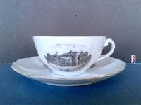 Souvenir China Cup & Saucer Zion City ILL. School House & Hall