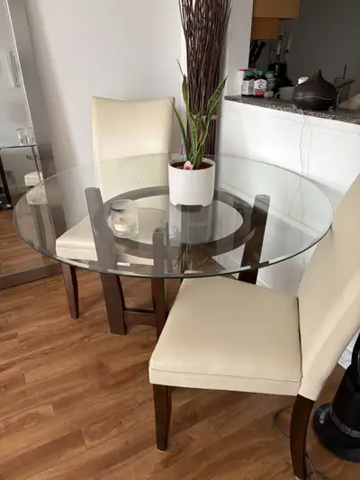 Round dining table & 4 chairs, View more