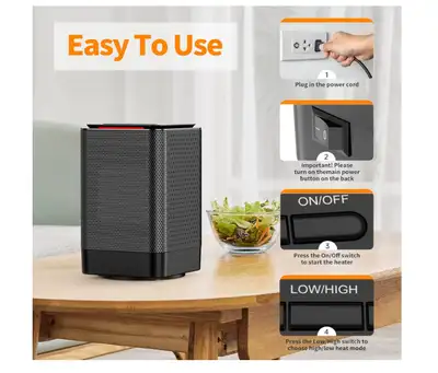 Portable Oscillating Ceramic Space Heater/Fan (Black) [LIKE NEW], View more