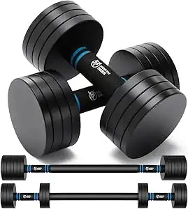 Solid steel, screw design prevents loosening Quick weight adjustment from 5 to 20 lbs Barbell attach...