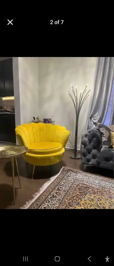 4 Modern velvet chair with Gold Metal Legs Yellow, View more