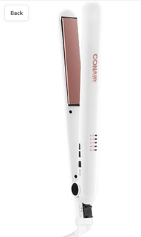 Conair Double Ceramic Flat Iron, 1 Inch, White/Rose Gold New