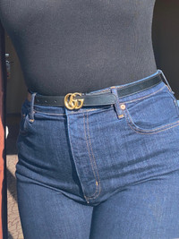 Thin Leather GG Gucci belt - small