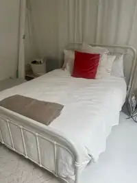 Full Double White Metal Bed Frame + Mattress