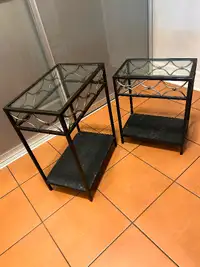 SMALL GLASS TOP METAL TABLES