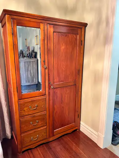 Vintage solid wood armoire, View more