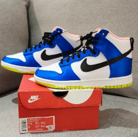 Women's Nike Dunk High shoes- size 7.5 in White/Black-Racer Blue