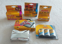 Kodak film (expired), disposable cameras, and accessories