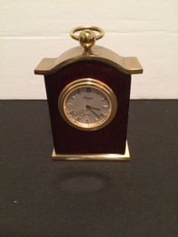 Mini Clock - Brass and Mohogany Wood Finish