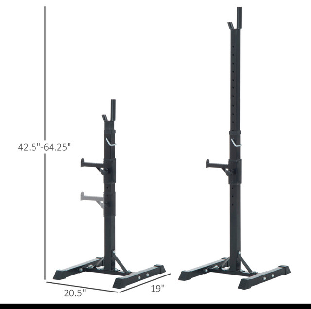 Soozier Adjustable Stable Power Squat Stand Portable 2 Bars Barb in Exercise Equipment in Oakville / Halton Region - Image 2