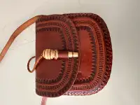 Hand tooled leather crossbody purse