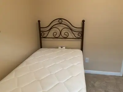 Twin Bed Frame with Almost New Kingsdown Mattress & Box Spring, View more