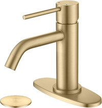 Brushed Gold Bathroom Faucet Single
