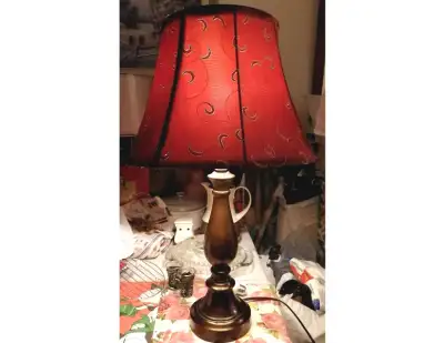 METAL BRASS TABLE LAMP WITH BEAUTIFUL SHADE, View more