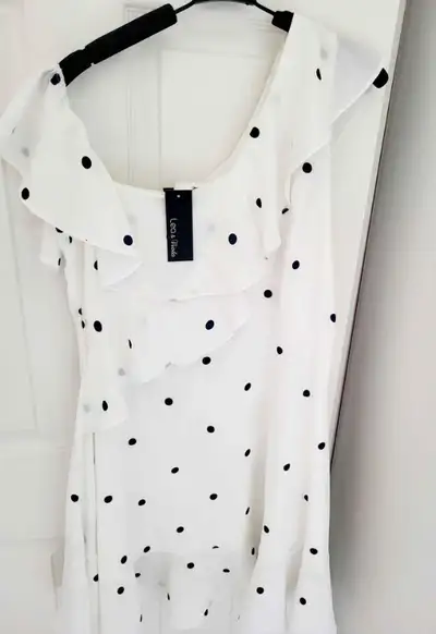NEW From Saks Miami White Ruffle Dress One Sholder White Mini, View more