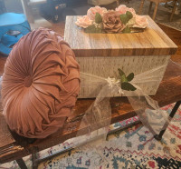 Wedding card box and matching dusty rose pillow