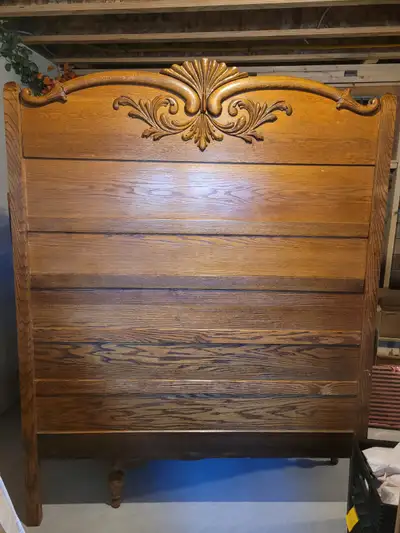 Grand Solid Oak Antique Double Bed Frame, View more