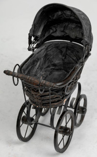 Vintage wicker doll buggy