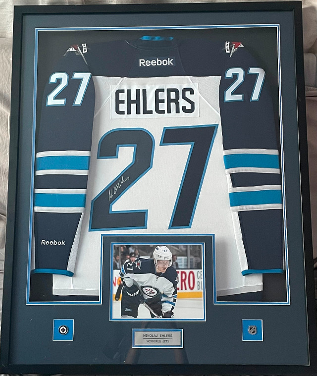 Signed & framed #27 Nikolaj Ehlers jersey + bonus (see photos) in Hockey in Winnipeg